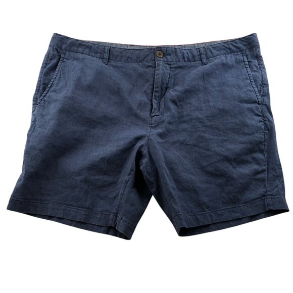 Faherty Mens Shorts Size 40 Chino Casual Linen Blend Relaxed Drawcord Blue - Picture 1 of 14